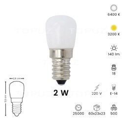 Buzdolabı Led Ampul - 2W-220V E14 - Beyaz Işık